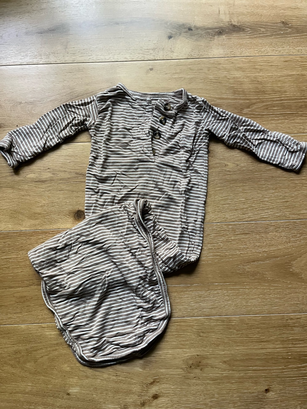 EUC Lou Lou & Company Brown & White Stripe Henley Gown